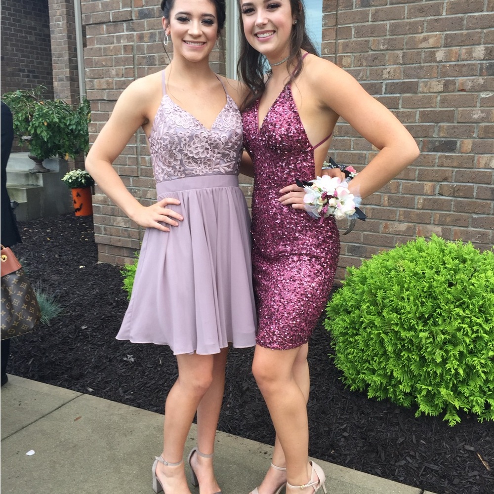 Purple Sparkly Homecoming Dress